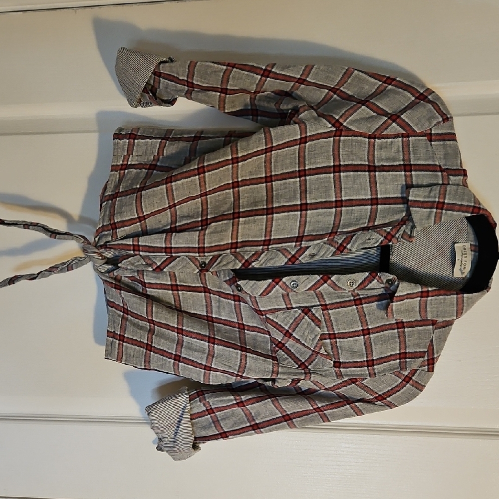 Dress Forum Striped Shirt with Red Accent